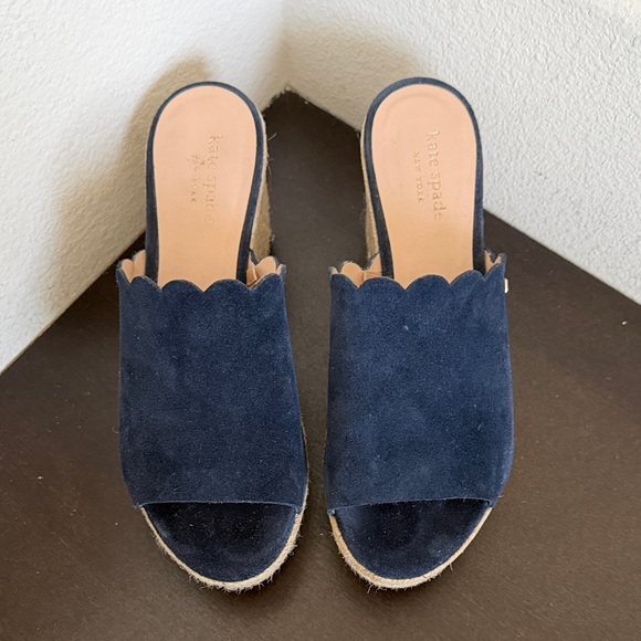 Kate SpadeToby Dark Blue Suede Wedges. - Picture 6 of 7